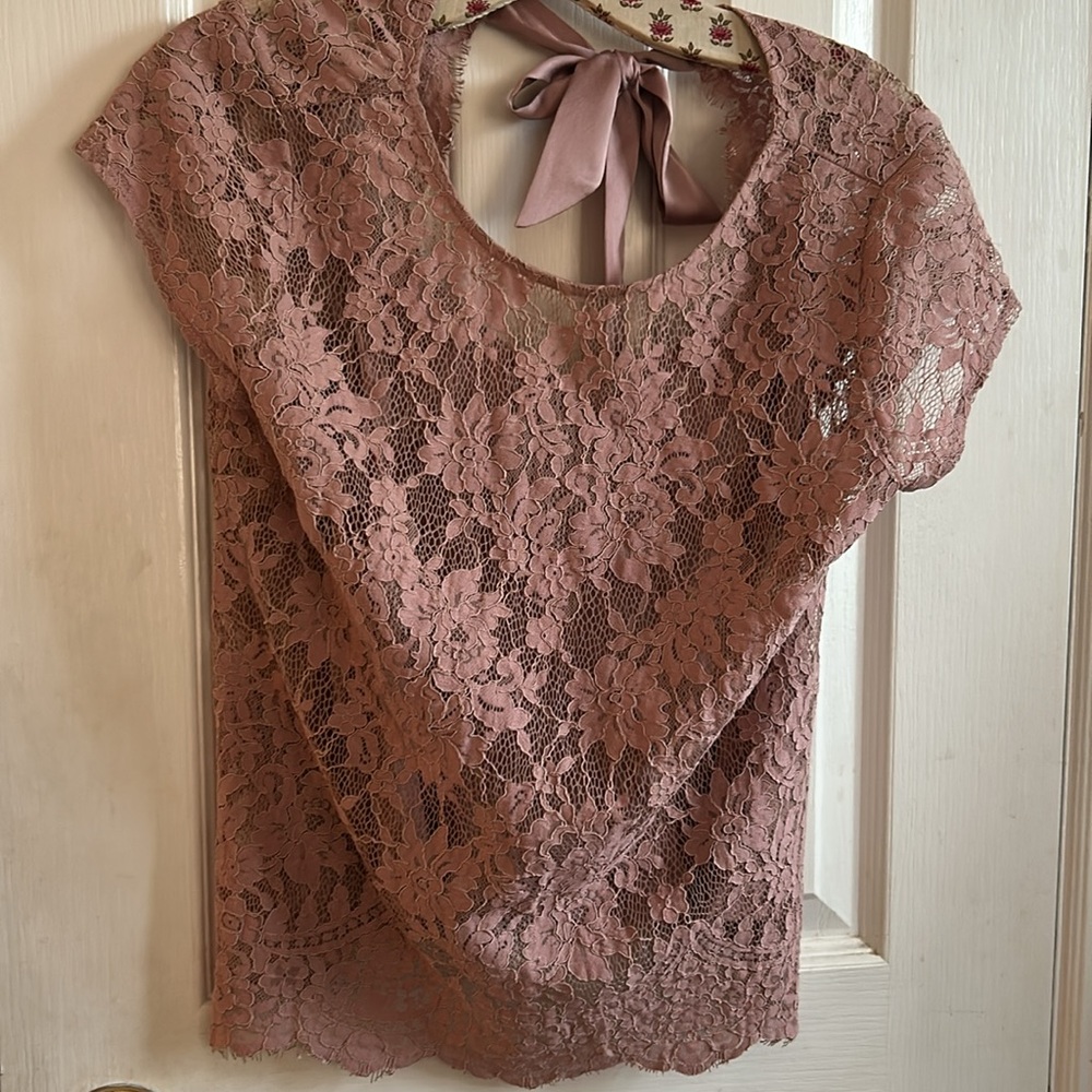 Abercrombie & Fitch Lace top with ribbon tie
